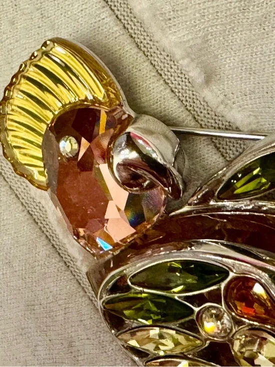 Swarovski Crystal Pin Brooch Vintage Cockatoo Parrot Jeweled Sterling Silver Art - Picture 5 of 11